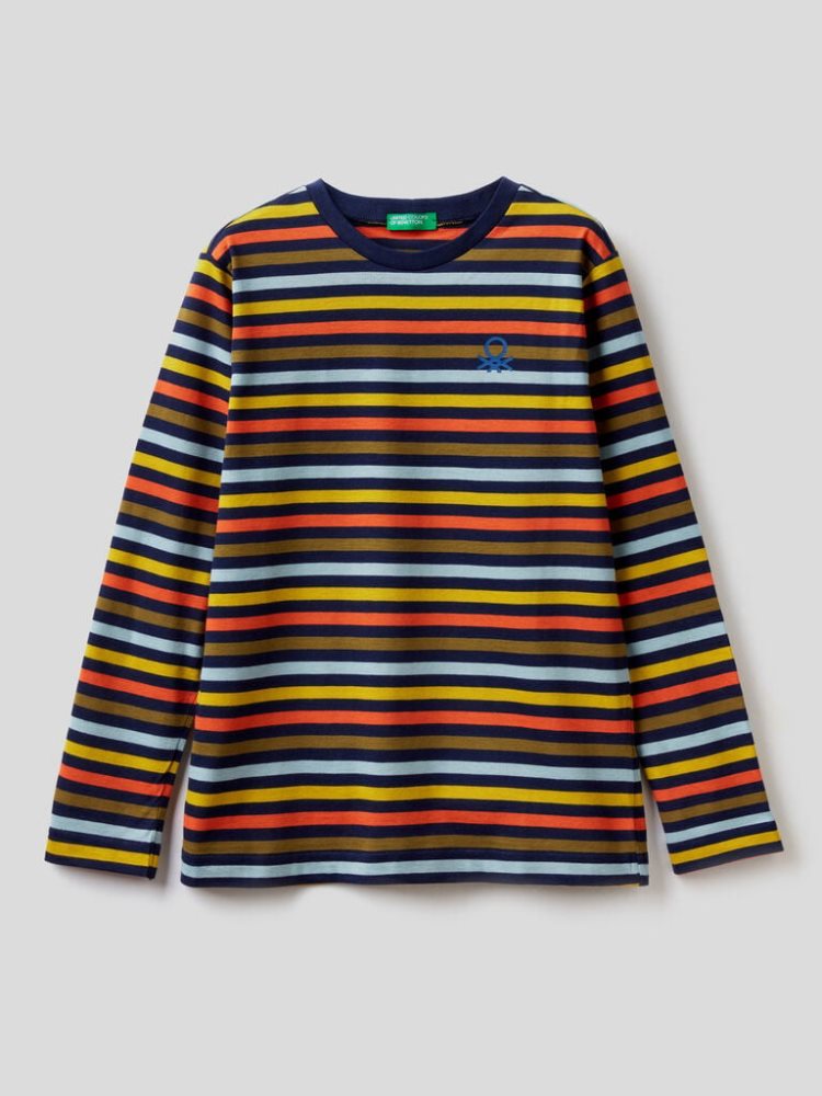 Benetton Gestreept 100% Katoenen Long Sleeve T-shirts Kinderen Multi-color | BE970863