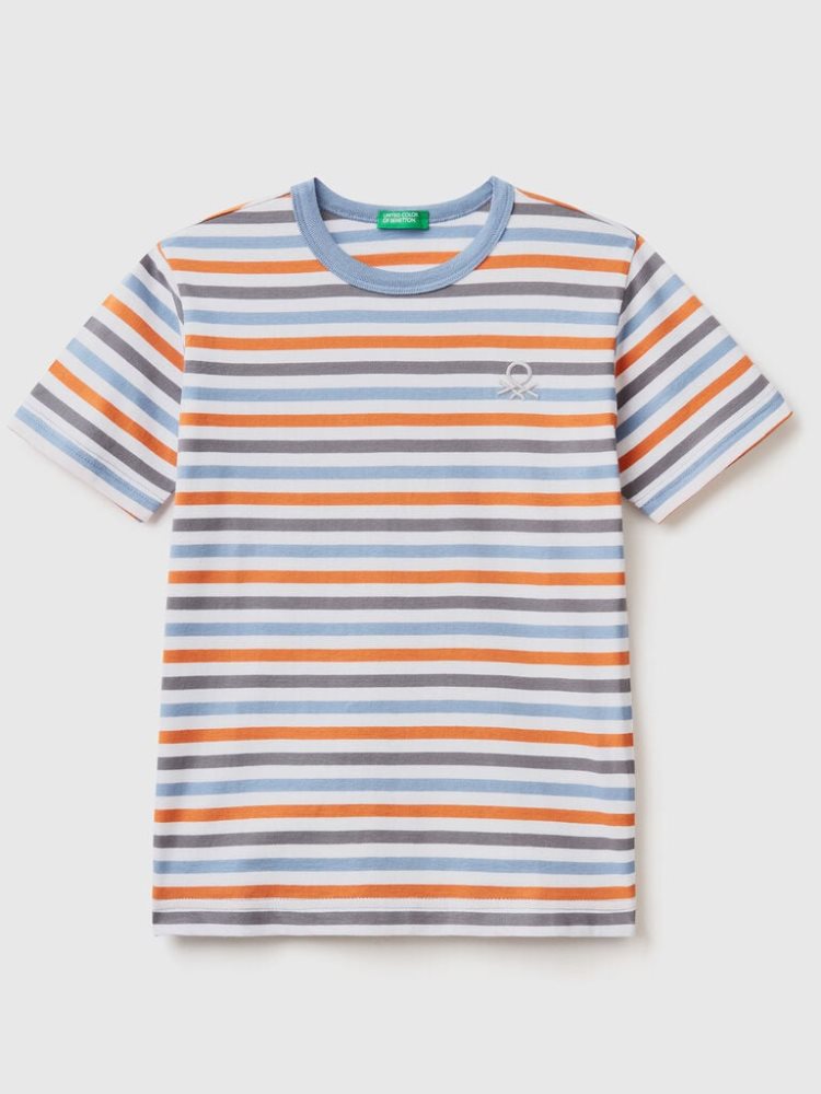 Benetton Gestreept 100% Katoenen Short Sleeve T-shirts Kinderen Multi-color | BE367449