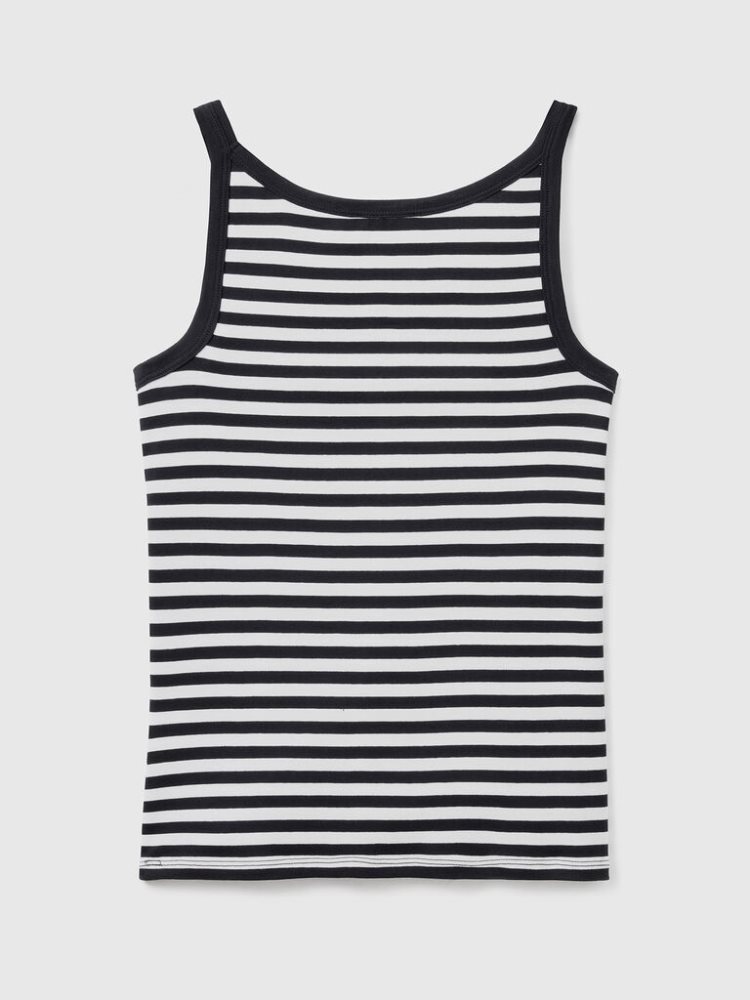 Benetton Gestreept 100% Katoenen Tanktop Dames Zwart | BE510290