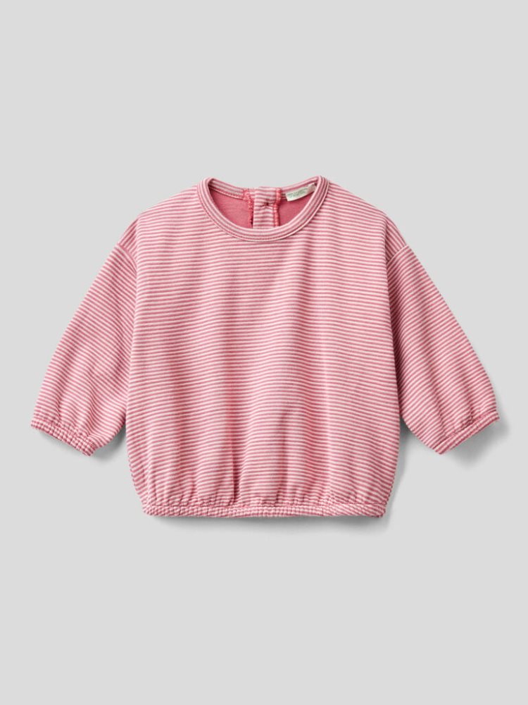 Benetton Gestreept Crew Neck Hoodie Kinderen Cyclamen | BE553341