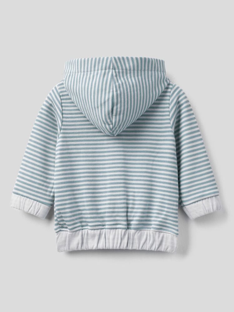 Benetton Gestreept Hoodie Kinderen Aqua | BE211776