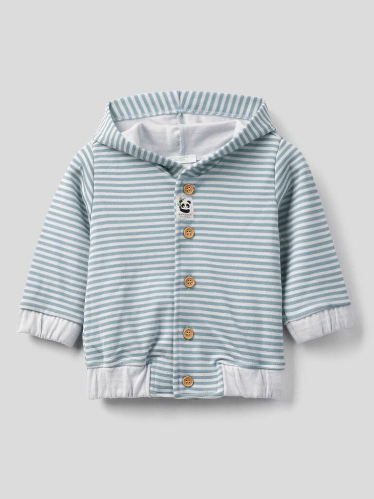 Benetton Gestreept Hoodie Kinderen Aqua | BE211776