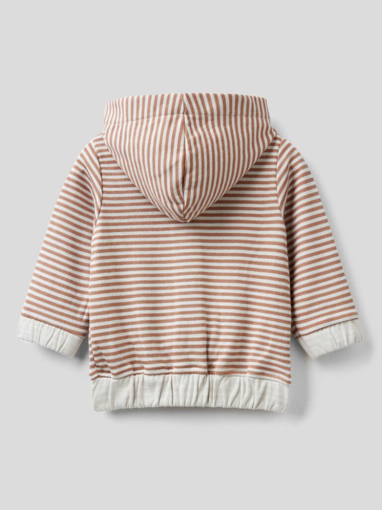 Benetton Gestreept Hoodie Kinderen Beige | BE857644