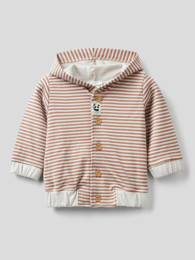 Benetton Gestreept Hoodie Kinderen Beige | BE857644