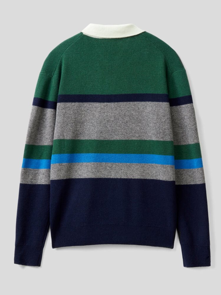 Benetton Gestreept Knit Crew Neck Sweaters Heren Multi-color | BE873919