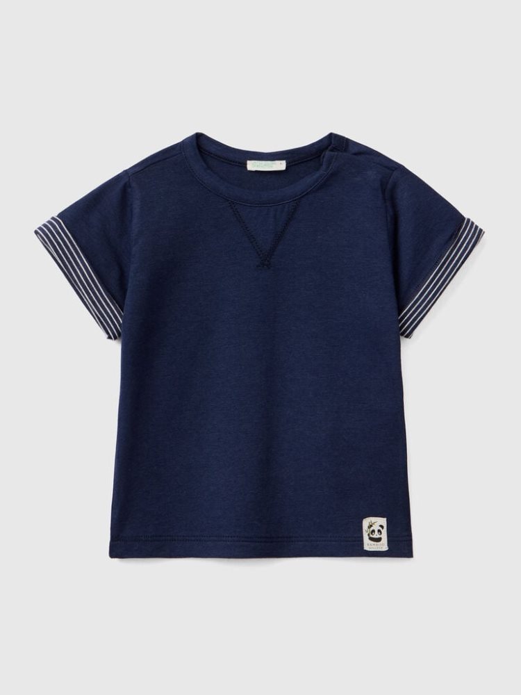 Benetton Gestreept Lapels T-shirts Kinderen Donkerblauw | BE894693