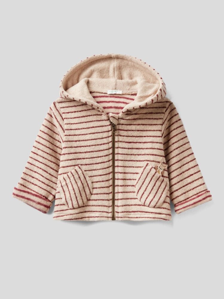 Benetton Gestreept Lurex Hoodie Kinderen Beige | BE991371