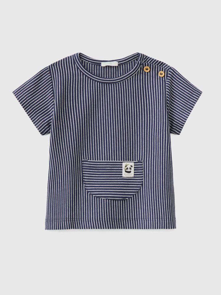 Benetton Gestreept Pocket T-shirts Kinderen Donkerblauw | BE544690