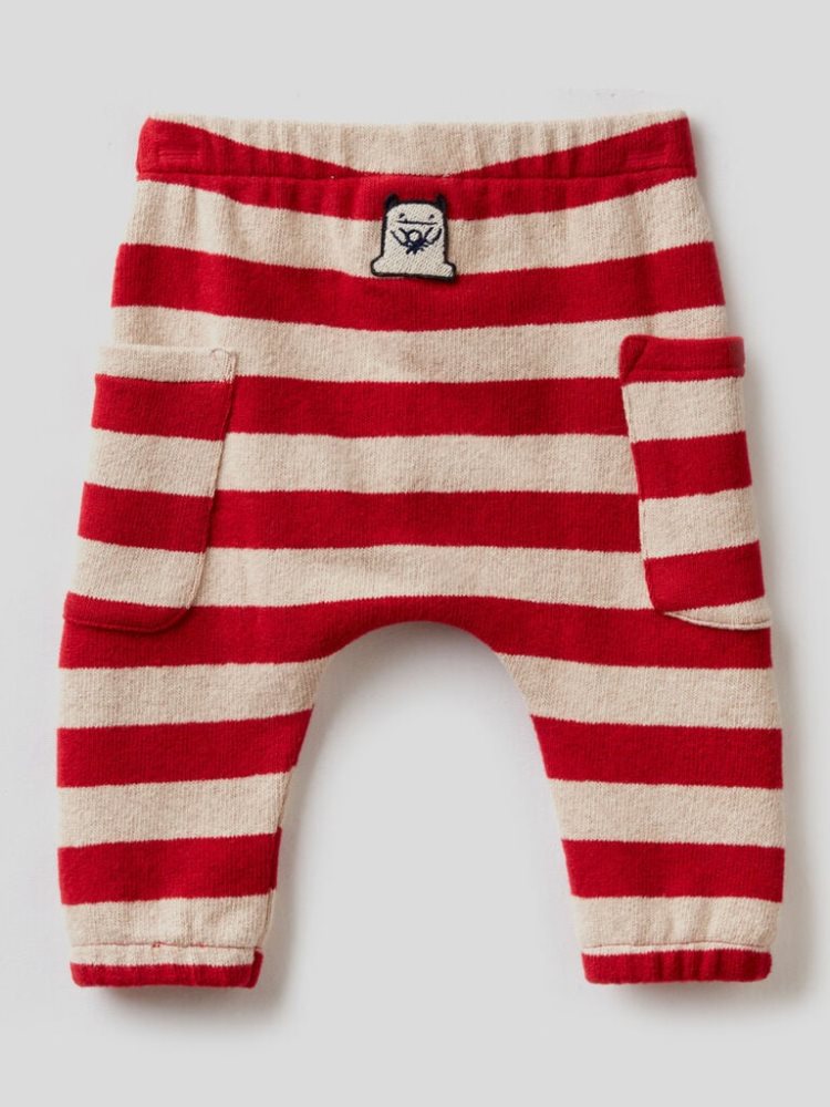 Benetton Gestreept Recycled Katoenen Blend Broek Kinderen Rood | BE753827