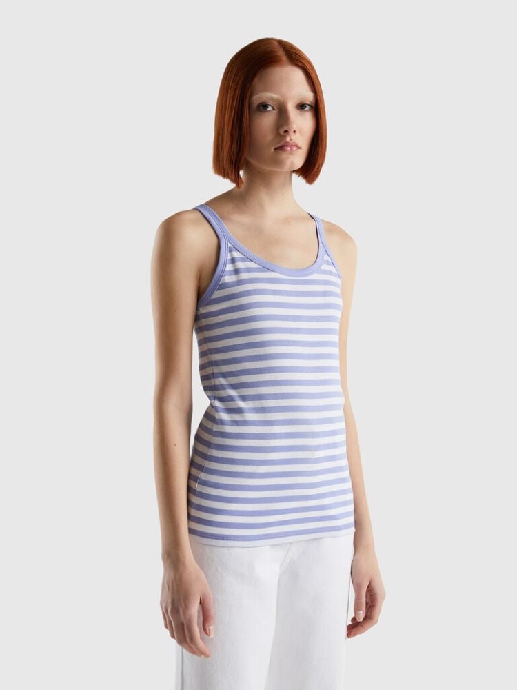 Benetton Gestreept Tanktop Dames Lilac | BE106998