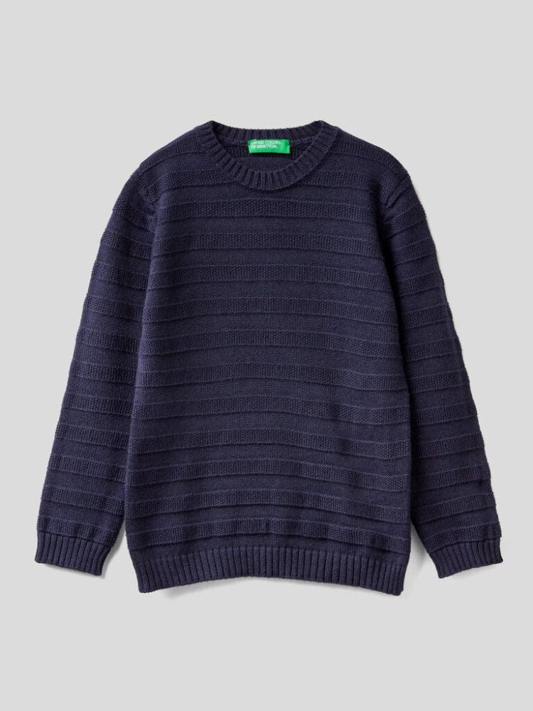 Benetton Gestreept Truien Kinderen Donkerblauw | BE150936