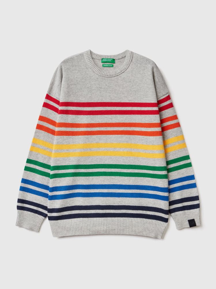 Benetton Gestreept Truien Kinderen Grijs | BE897699