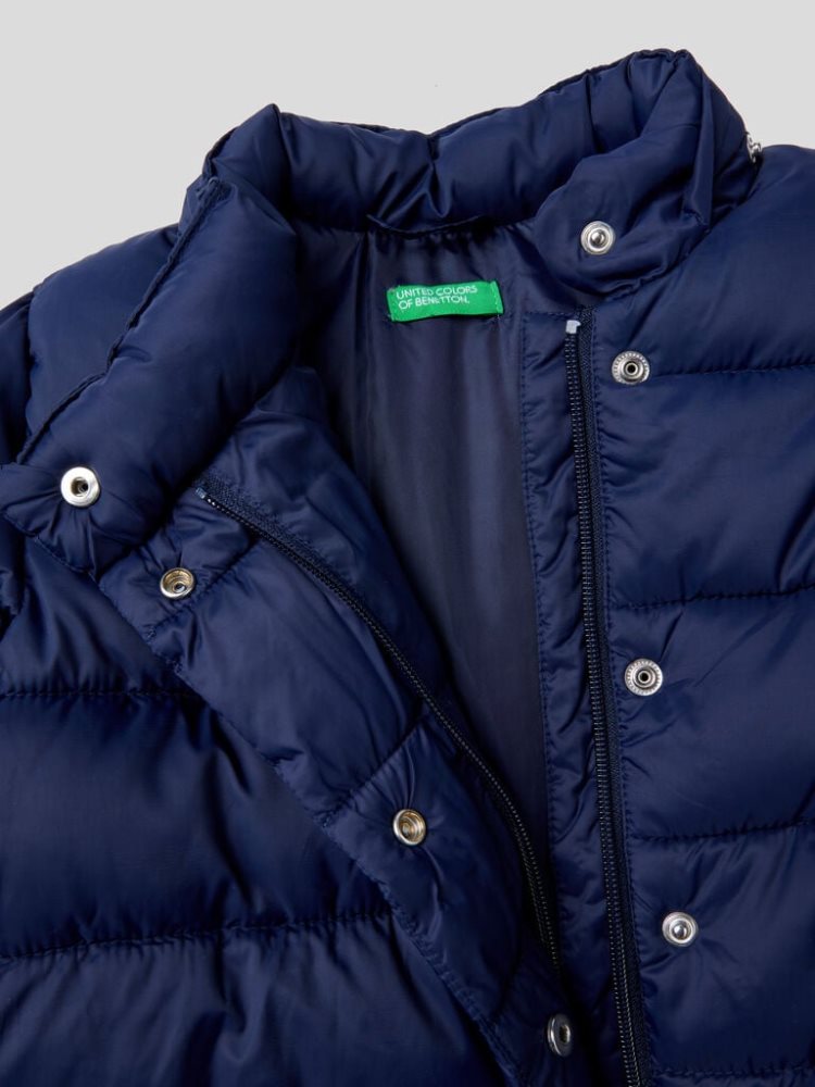 Benetton Gewatteerd Double-breasted Jassen Kinderen Donkerblauw | BE490000