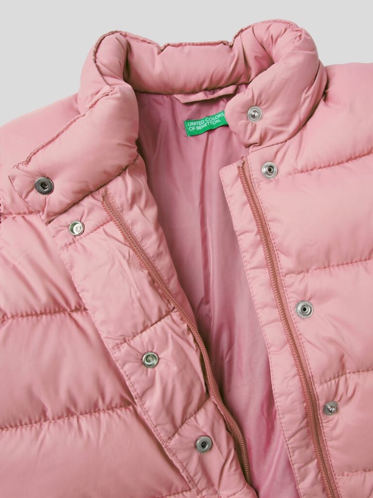 Benetton Gewatteerd Double-breasted Jassen Kinderen Roze | BE496544