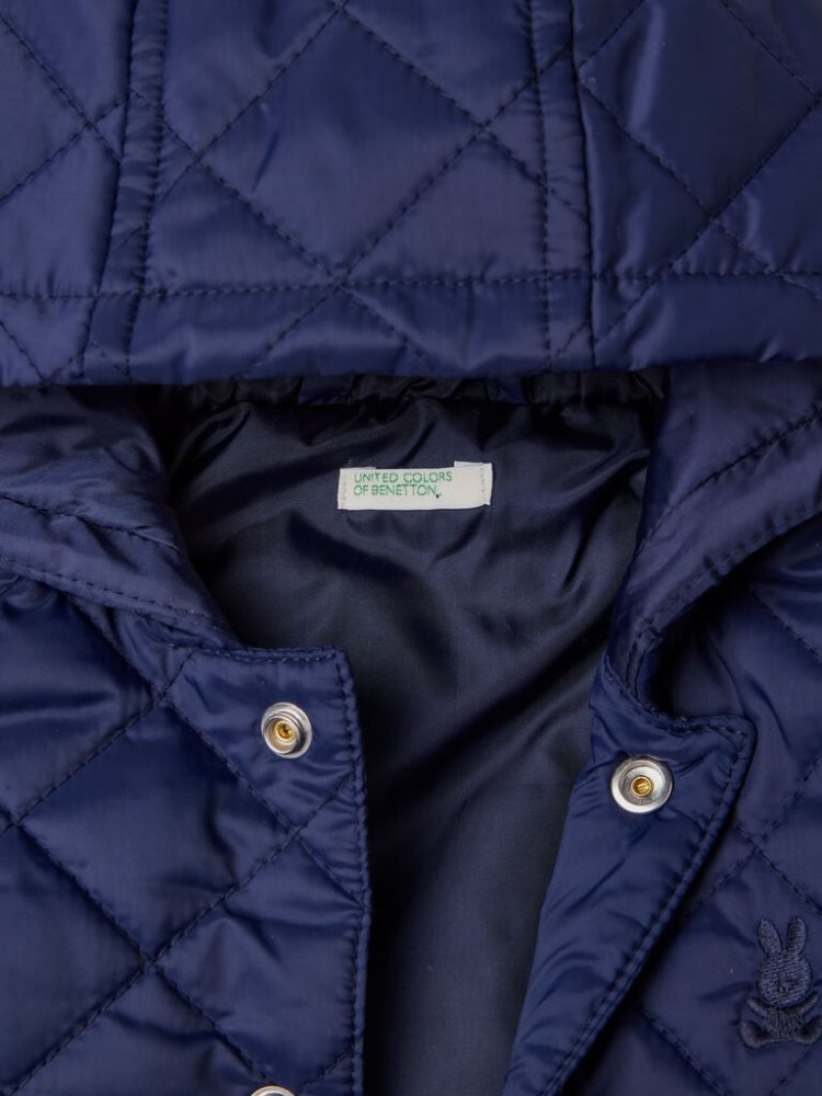 Benetton Gewatteerd Hood Jassen Kinderen Donkerblauw | BE115059