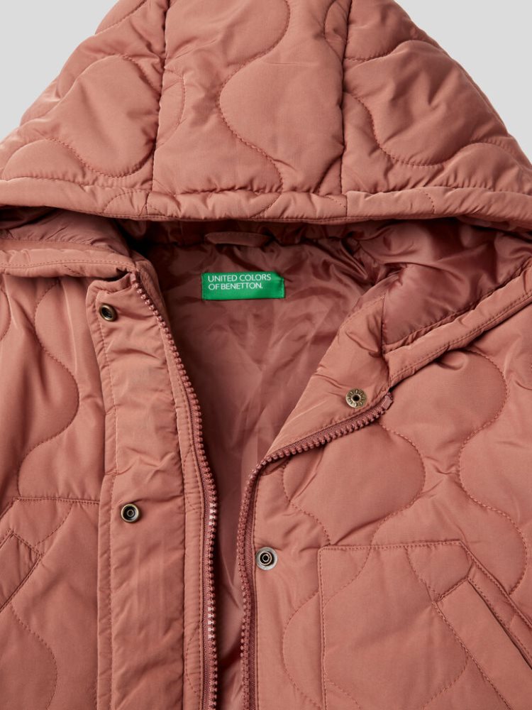 Benetton Gewatteerd Hood Jassen Kinderen Burnt | BE320331