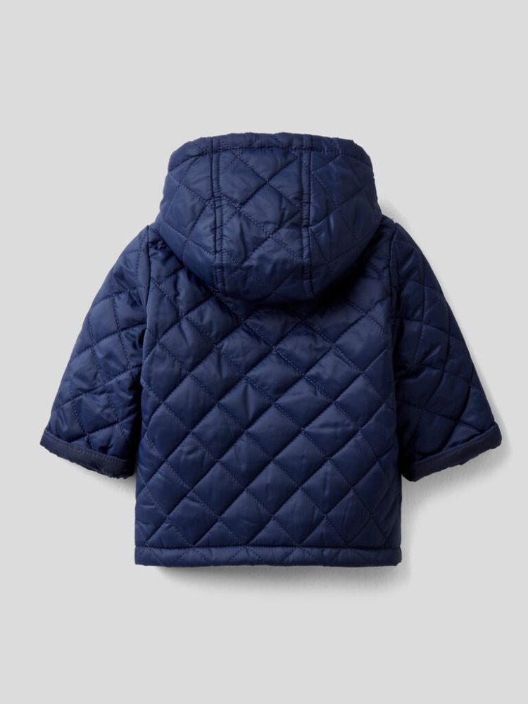 Benetton Gewatteerd Hood Jassen Kinderen Donkerblauw | BE354262