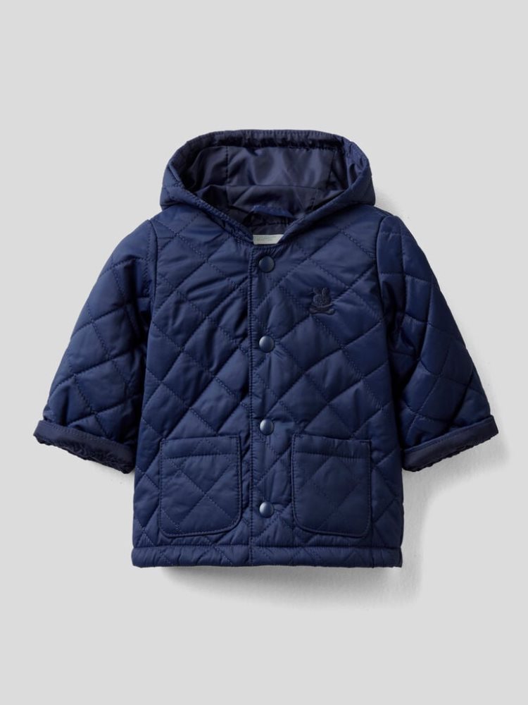 Benetton Gewatteerd Hood Jassen Kinderen Donkerblauw | BE354262