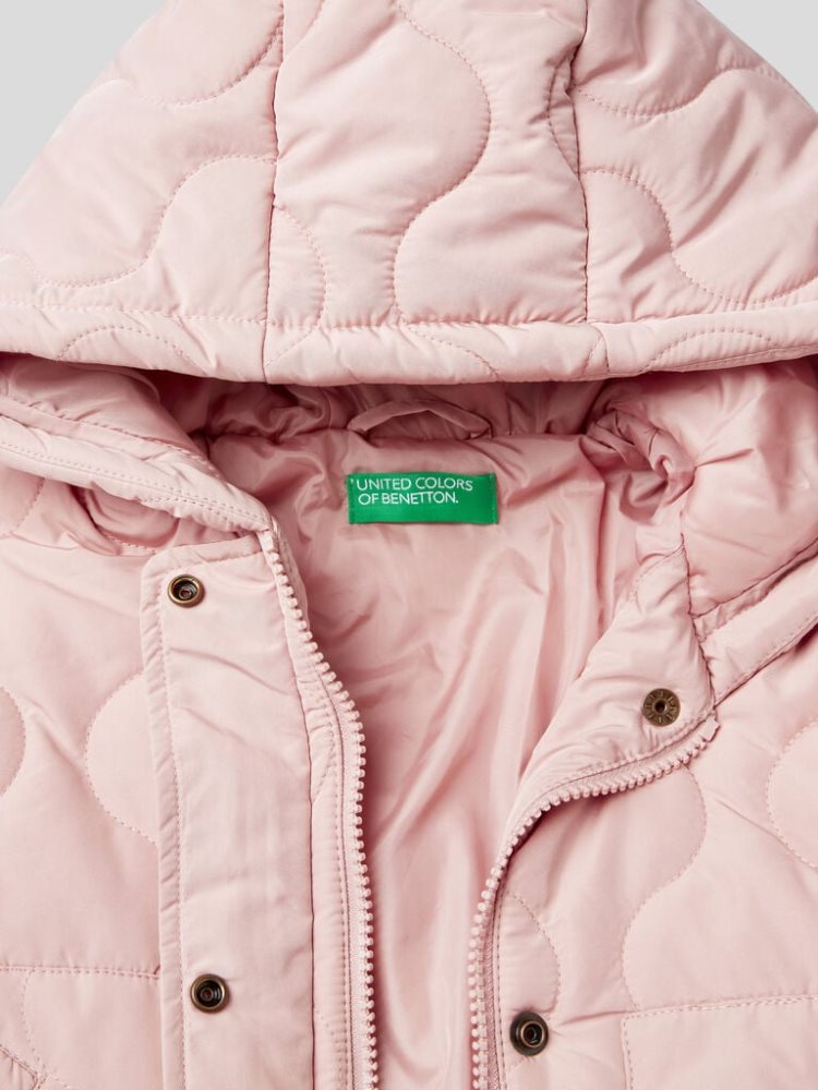 Benetton Gewatteerd Hood Jassen Kinderen Roze | BE468152