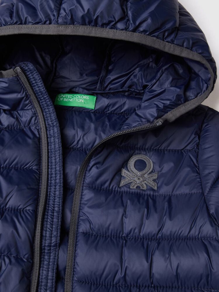 Benetton Gewatteerd Hood Jassen Kinderen Donkerblauw | BE480212