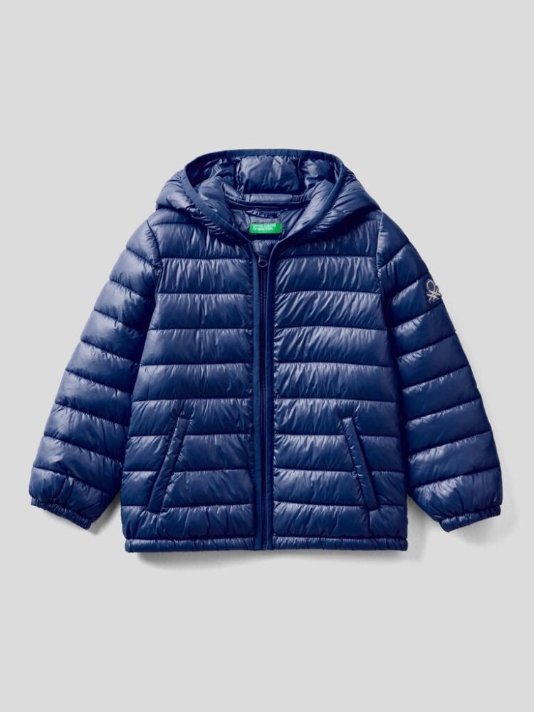 Benetton Gewatteerd Hood Jassen Kinderen Donkerblauw | BE750633