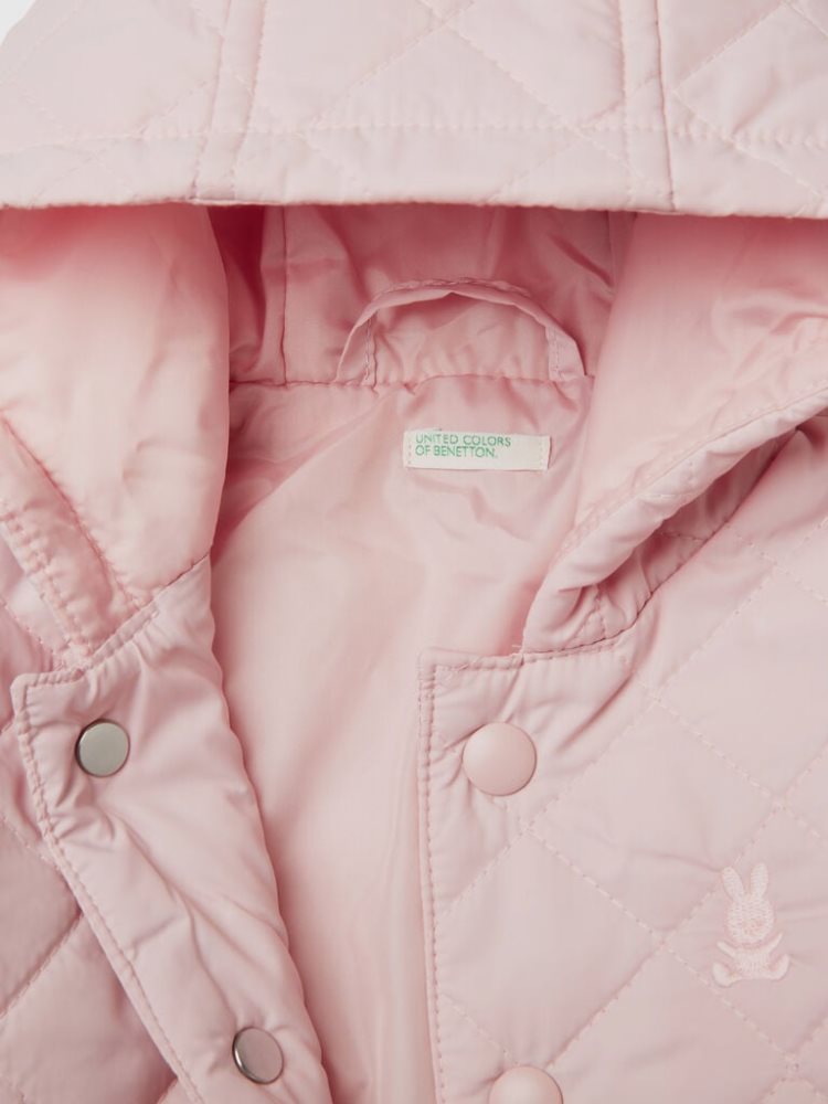 Benetton Gewatteerd Hood Jassen Kinderen Roze | BE832700