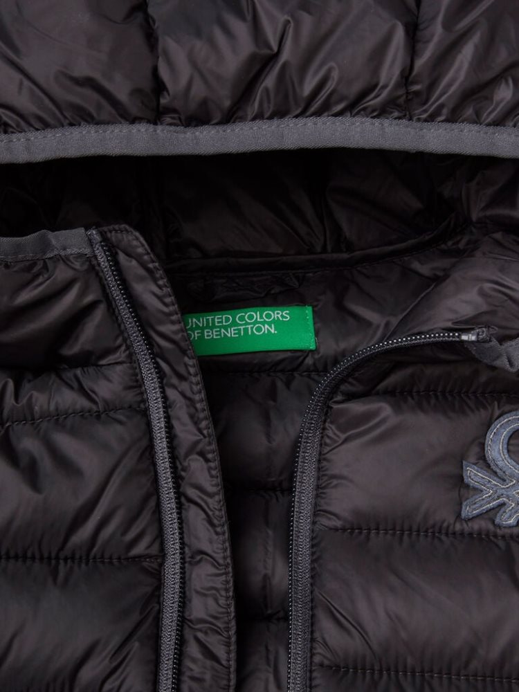 Benetton Gewatteerd Hood Light Jackets Kinderen Zwart | BE145390