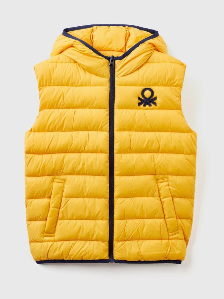 Benetton Gewatteerd Hood Light Jackets Kinderen Geel | BE187643