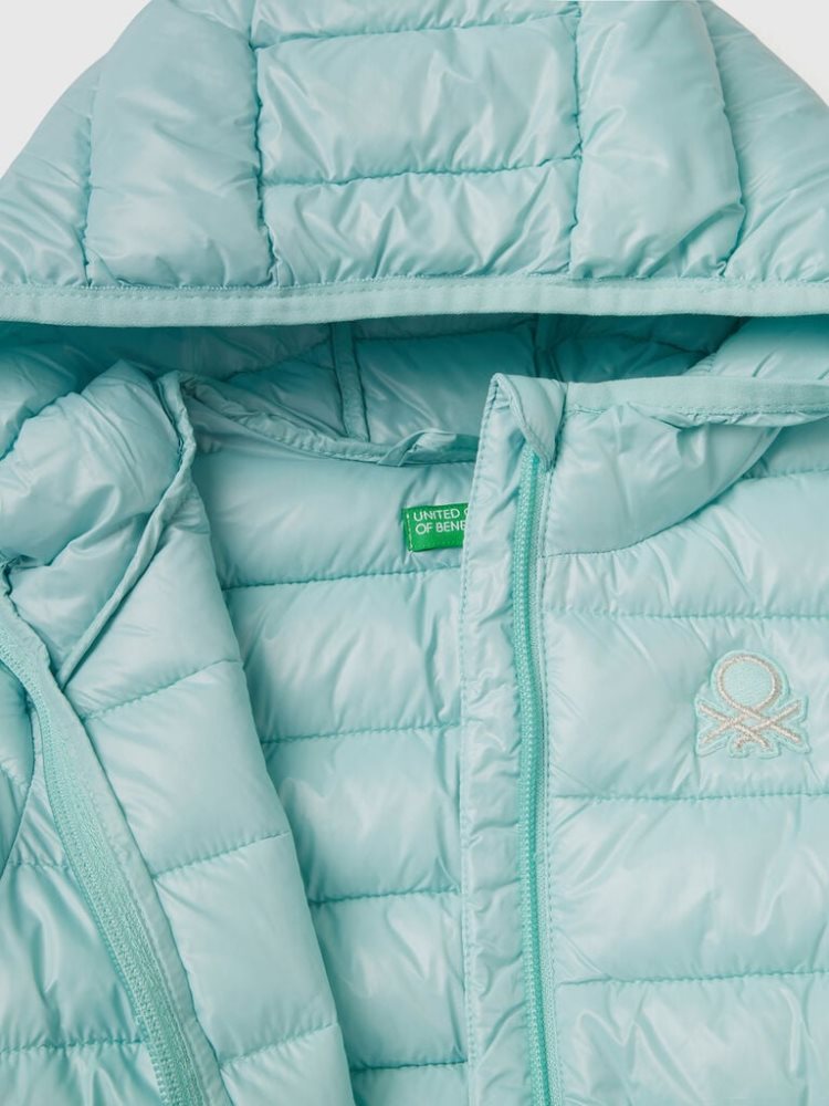 Benetton Gewatteerd Hood Light Jackets Kinderen Aqua | BE860541