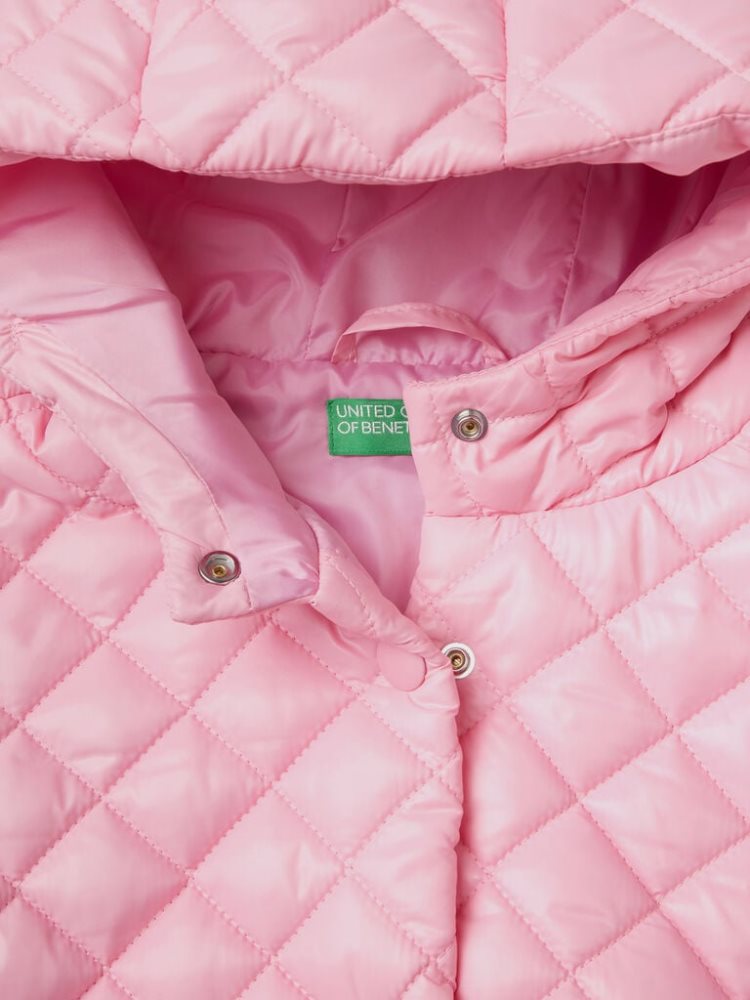 Benetton Gewatteerd Hood Light Jackets Kinderen Roze | BE943465