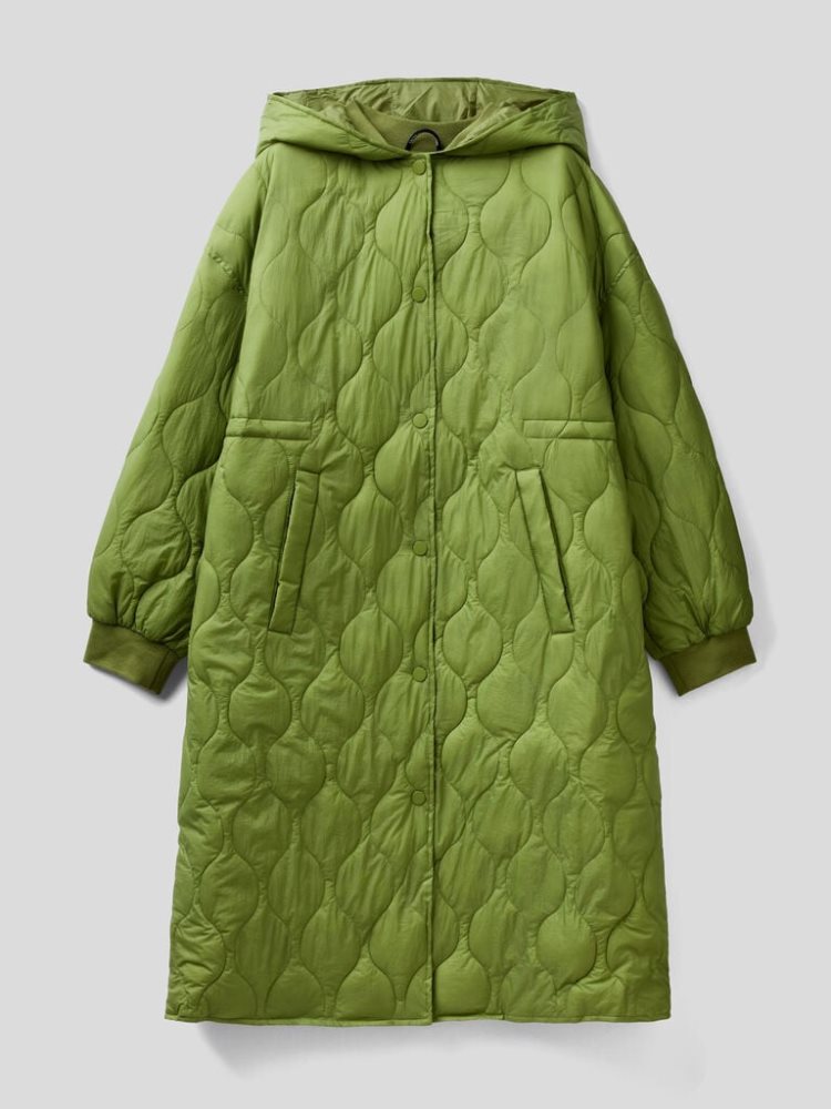 Benetton Gewatteerd Hood Padded Jackets Dames Groen | BE172071