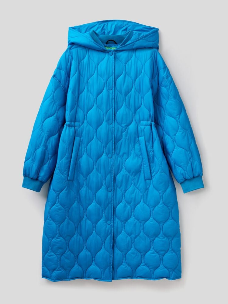 Benetton Gewatteerd Hood Padded Jackets Dames Turquoise | BE452352