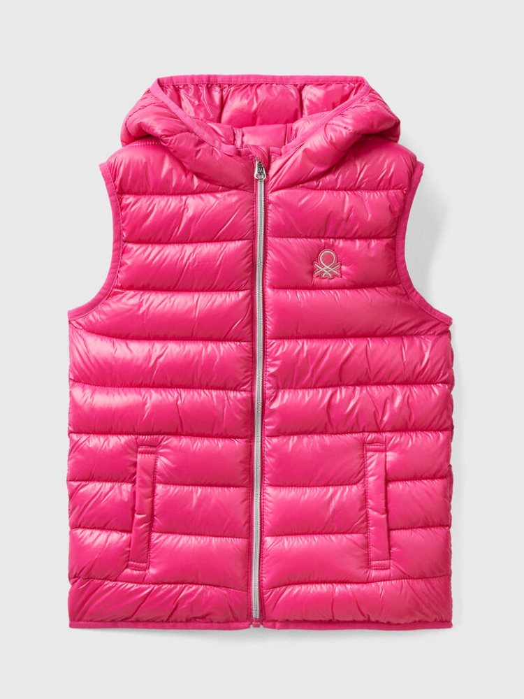 Benetton Gewatteerd Hood Puffer Jackets Kinderen Fuchsie | BE153389