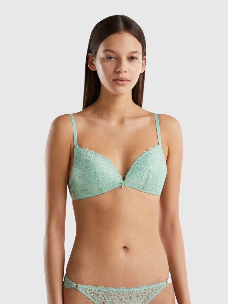 Benetton Gewatteerd Kanten BH Dames Groen | BE539280