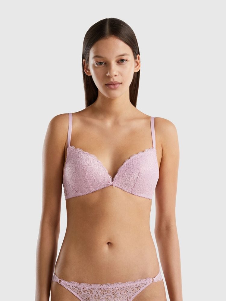 Benetton Gewatteerd Kanten BH Dames Lilac | BE187802