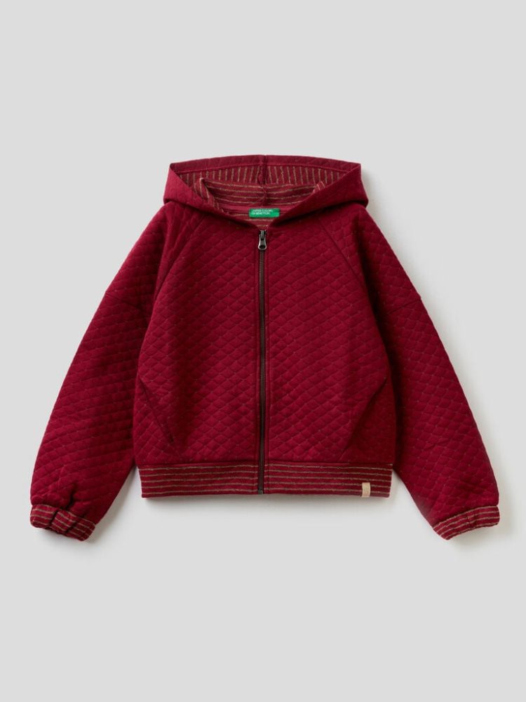 Benetton Gewatteerd Lurex Hoodie Kinderen Bordeaux | BE601196