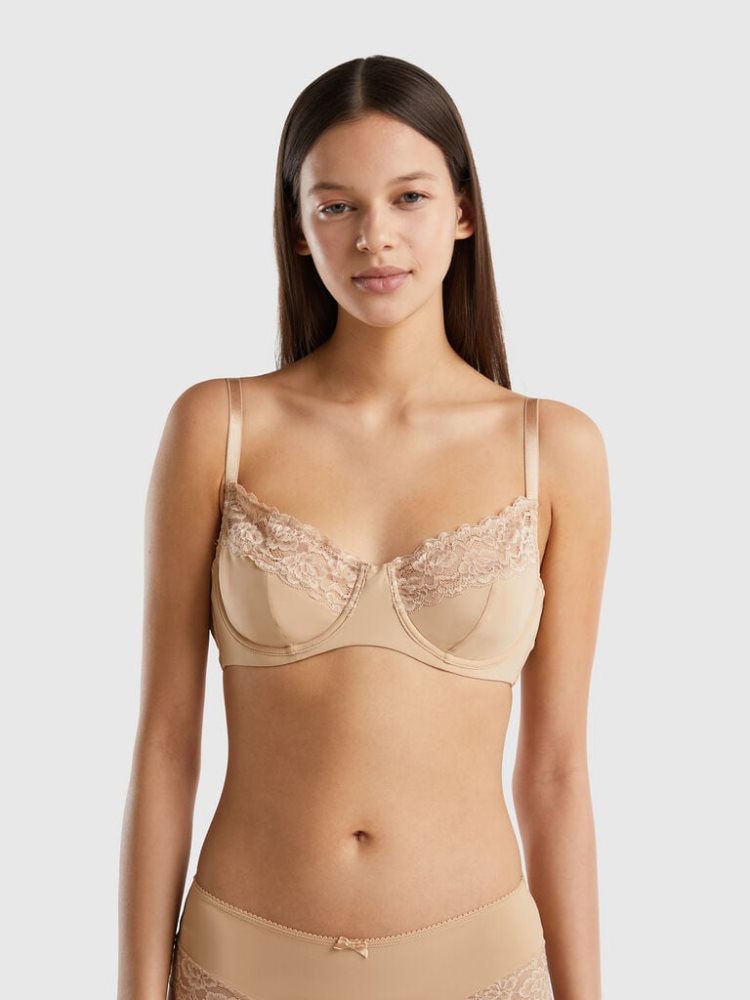 Benetton Gewatteerd Mesh BH Dames Nude | BE498107