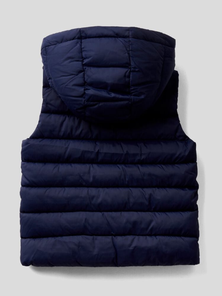 Benetton Gewatteerd Removable Hood Gilet Kinderen Donkerblauw | BE324346