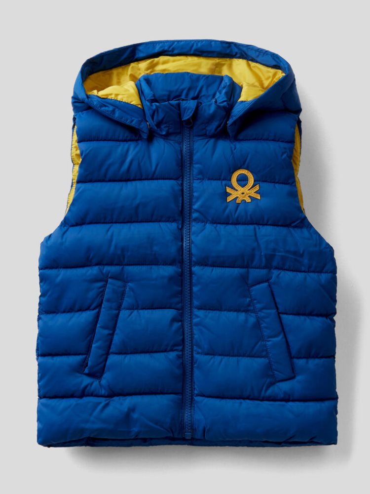 Benetton Gewatteerd Removable Hood Gilet Kinderen Blauw | BE370820