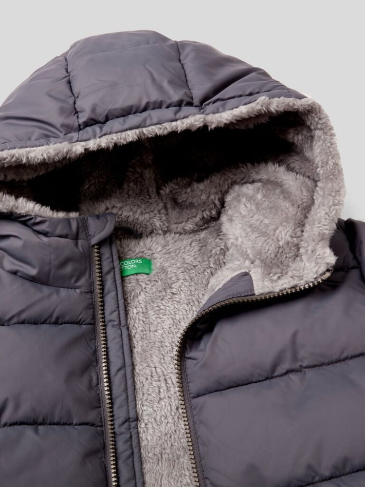 Benetton Gewatteerd Teddy Interior Jassen Kinderen Donkergrijs | BE251793