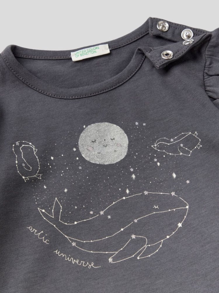 Benetton Glitter Print T-shirts Kinderen Donkergrijs | BE140199