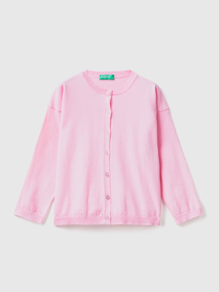 Benetton Glittery Buttons Cardigan Kinderen Roze | BE280236