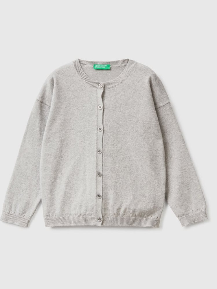 Benetton Glittery Buttons Cardigan Kinderen Lichtgrijs | BE799826