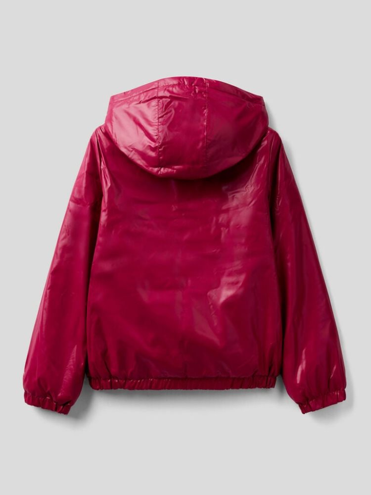 Benetton Glossy Zip And Hood Light Jackets Kinderen Bordeaux | BE449692