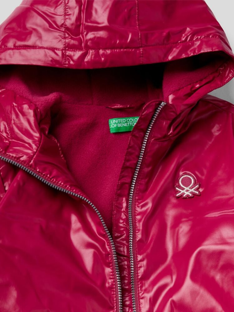 Benetton Glossy Zip And Hood Light Jackets Kinderen Bordeaux | BE449692