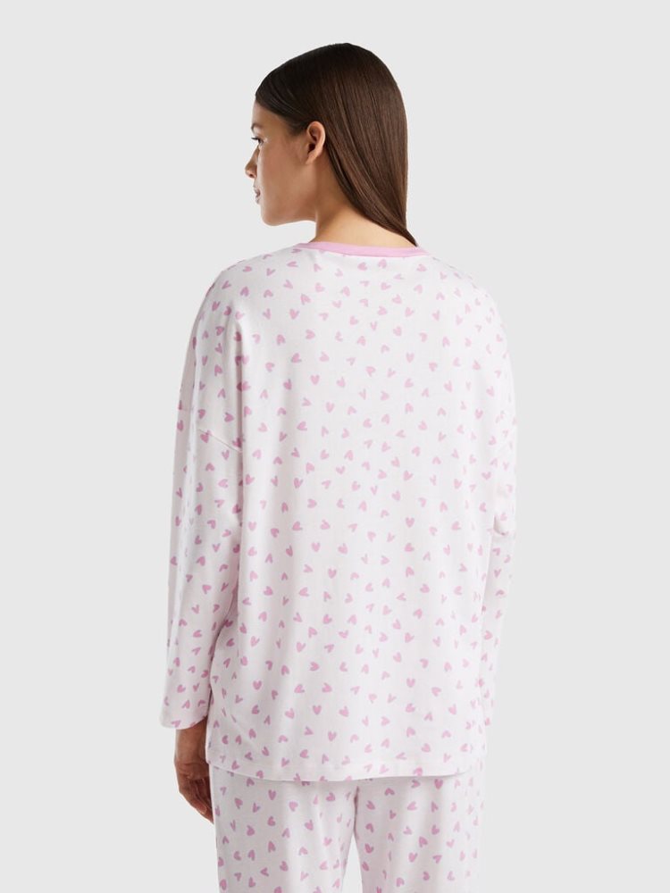 Benetton Heart Warm Katoenen Blend Pyjamas Dames Roze | BE392753