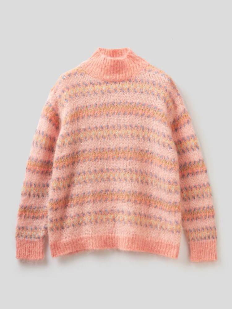 Benetton High Neck Mohair Blend High Neck Sweaters Dames Roze | BE150875