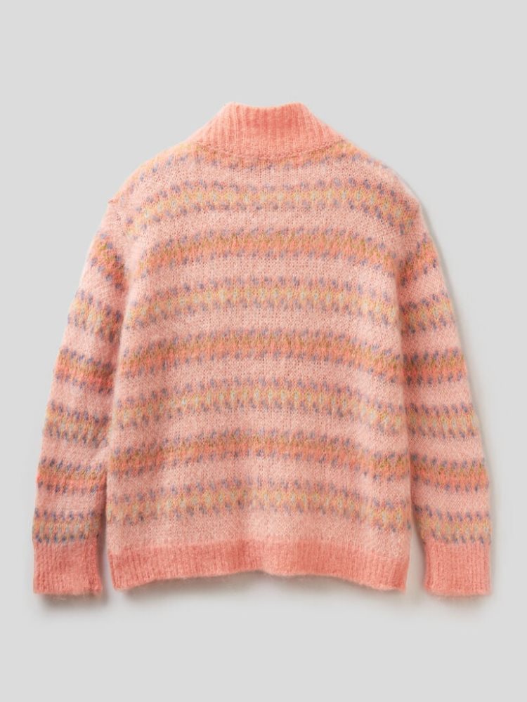 Benetton High Neck Mohair Blend High Neck Sweaters Dames Roze | BE150875