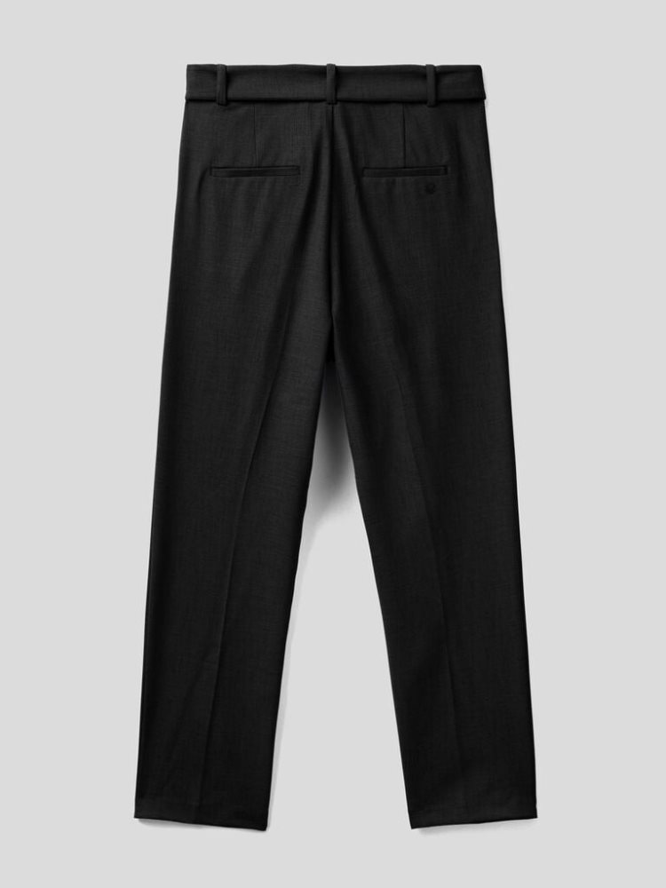 Benetton High-waisted Belt Broek Dames Zwart | BE931728