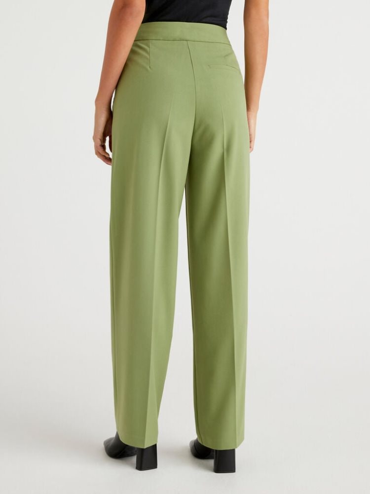 Benetton High-waisted Brede Broek Dames Groen | BE784819